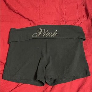 PINK Victoria's Secret Black Shorts with Gold Accents